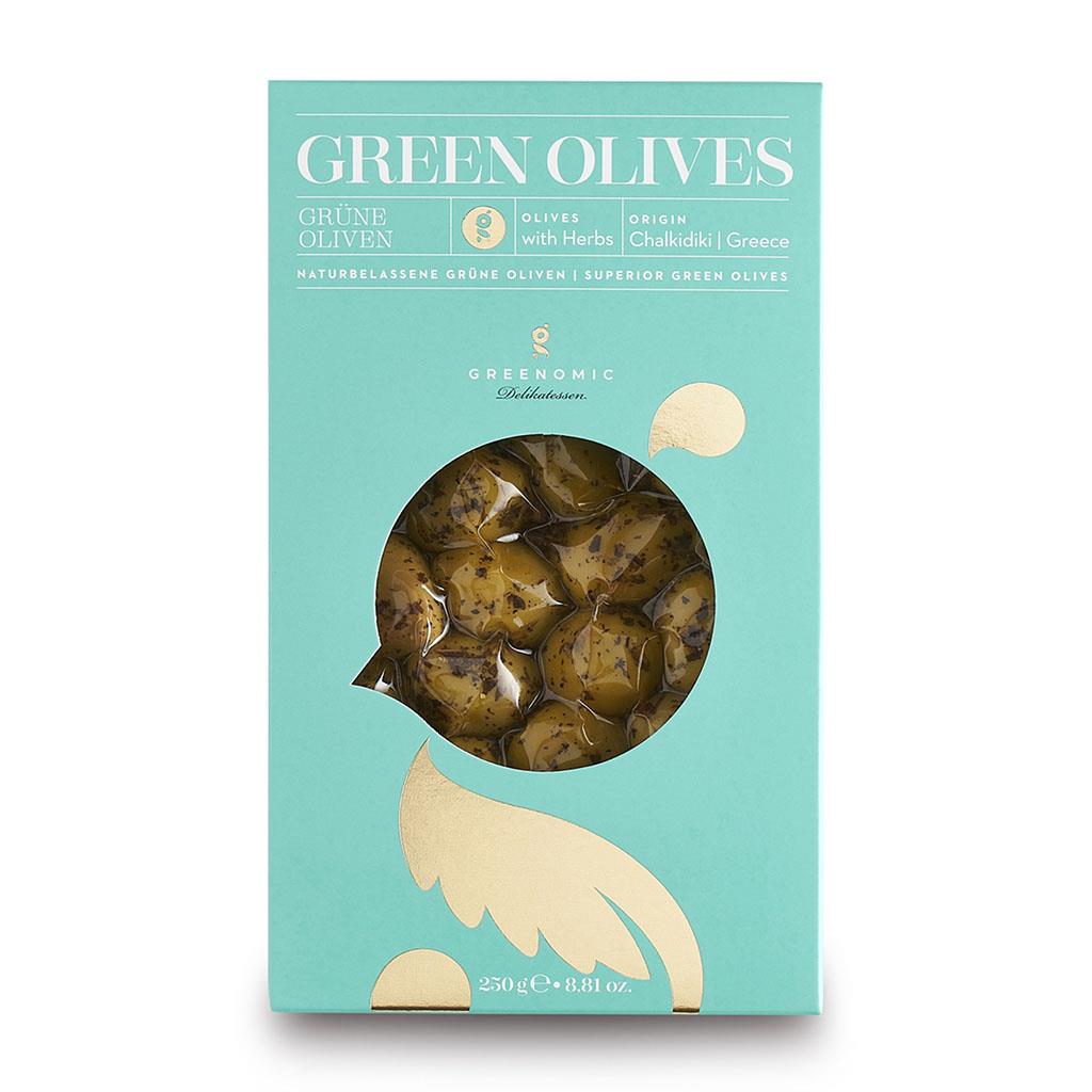 Grüne Oliven, 250 g, Greenomic
