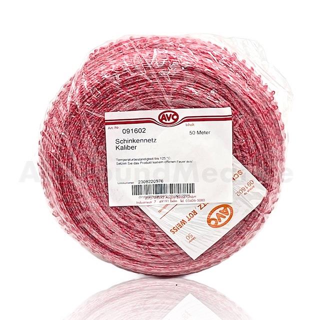 Schinkennetz Kal.18 rot-weiss m. Naht, 50 Meter AVO