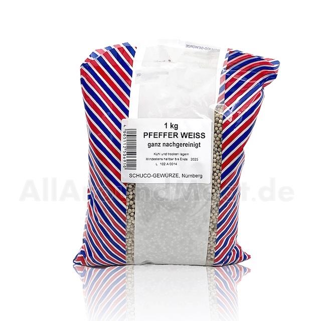 Pfeffer weiss, ganz, gereinigt, 1 Kg, Schuco