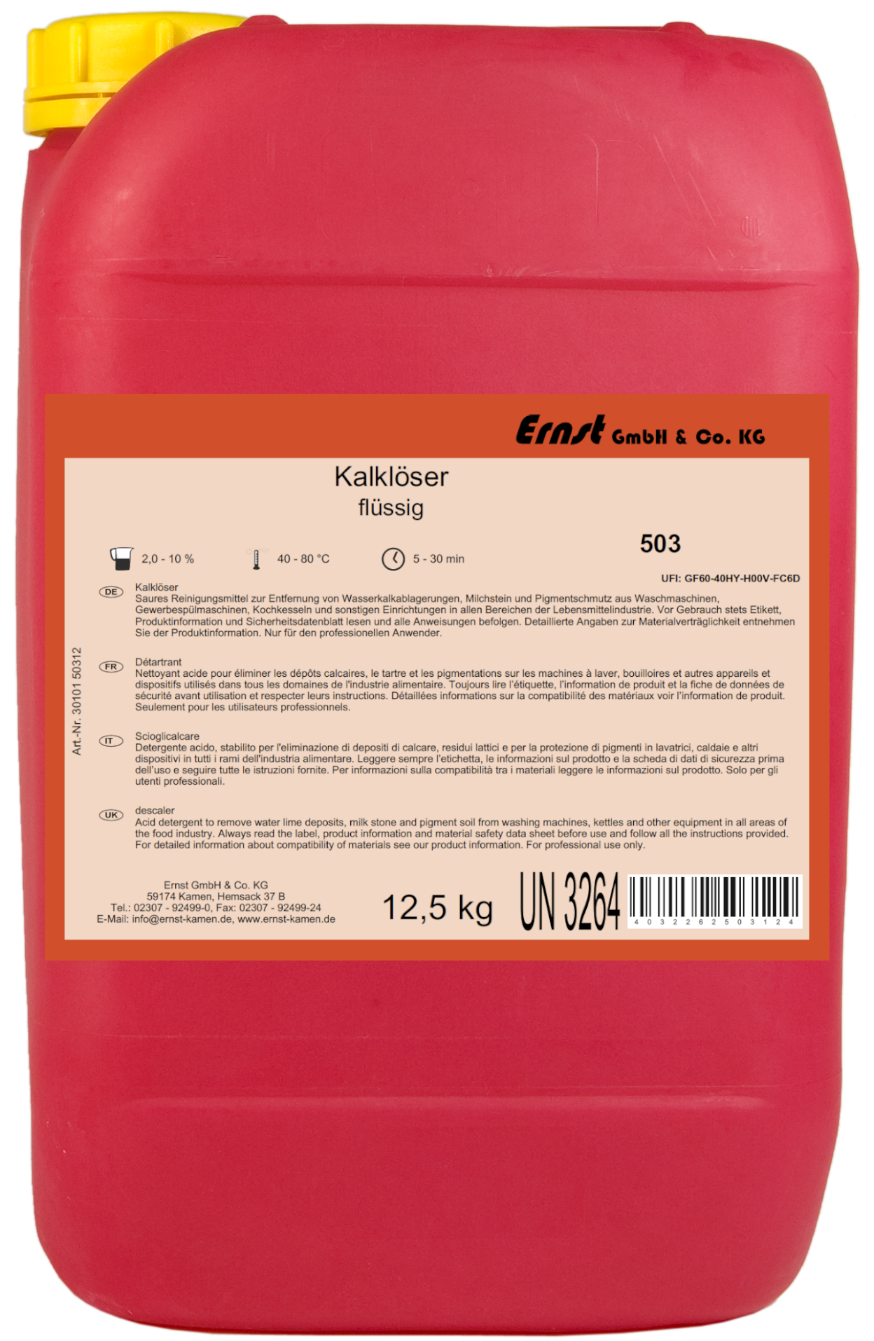 Entkalker für gewerbliche Spülmaschine, flüssig 12,5 Kg